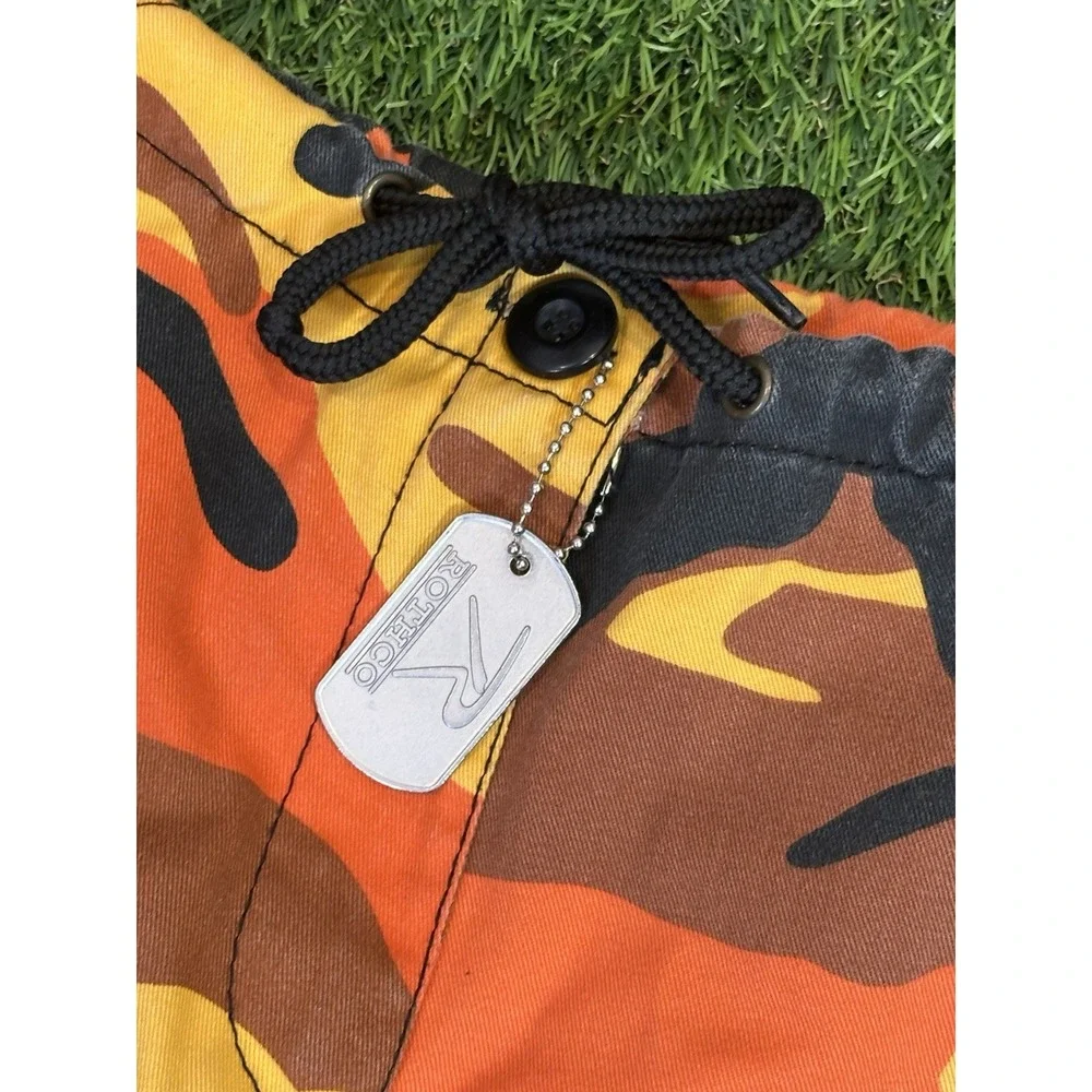 Vtg Rothco Military‎ Cargo Pants Mens XS Faded Double Knee Orange Camouflage
